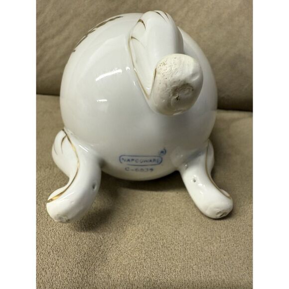 Vintage Napcoware Footed Egg Shape Vase. Gold & Black Flowers. Gold Trim 6" T - Picture 11 of 12